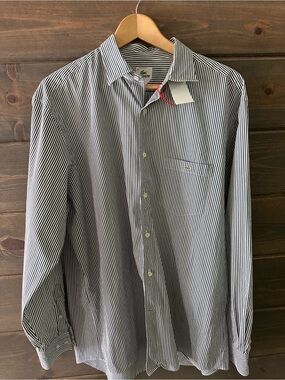 Lacoste Men's Black & White Narrow-Stripe Dress Shirt